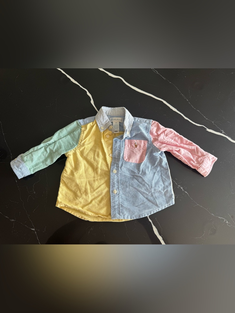 Ralph Lauren Pastel Colorblock Button-Down Shirt - Yellow/Blue/Pink/Green